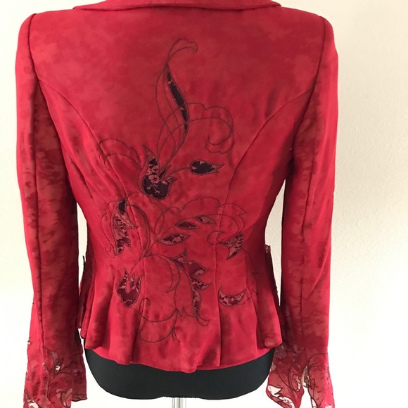 Richard Tyler Red Silk Jacket with Matching Cami - Picture 7 of 8